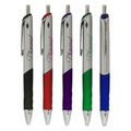 Union Printed "Diamond" Silver Barrels Click Pen w/ Colored Grip